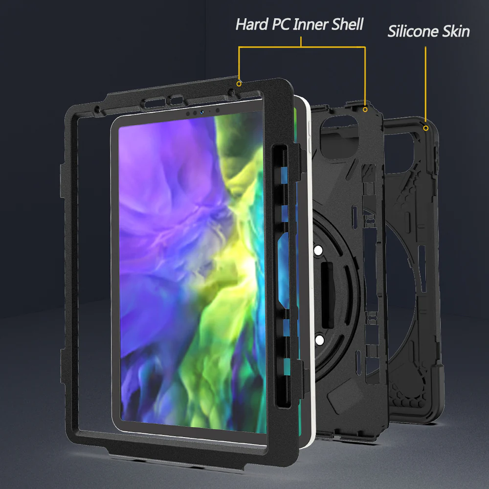 JLN-iPad-PR6*PEN | iPad Pro 11 ( 1st / 2nd / 3rd / 4th Gen. ) 2018 / 2020 / 2021 / 2022 | Ultra 3 Layers Shockproof Rugged Case With Hand Strap,  Kick-stand & Wireless Charging Pen Holder - Image 7