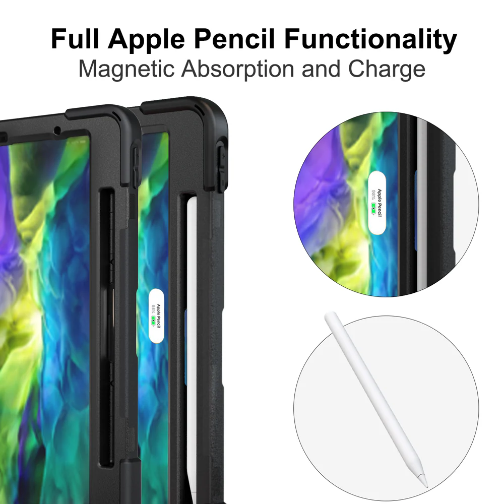JLN-iPad-PR6*PEN | iPad Pro 11 ( 1st / 2nd / 3rd / 4th Gen. ) 2018 / 2020 / 2021 / 2022 | Ultra 3 Layers Shockproof Rugged Case With Hand Strap,  Kick-stand & Wireless Charging Pen Holder - Image 8