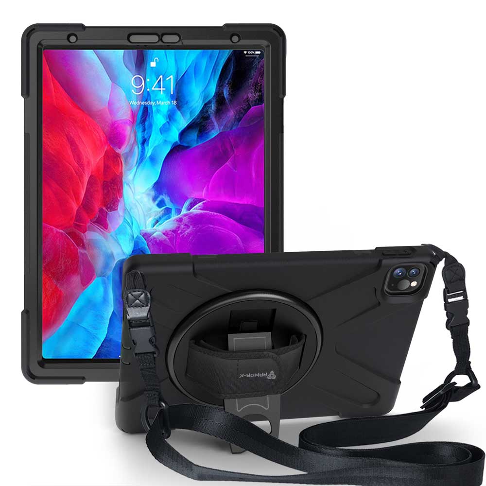 JLN-iPad-PR7 | iPad Pro 12.9 ( 4th Gen. ) 2020 | Ultra 3 layers shockproof rugged case with hand strap and kick-stand - Image 9
