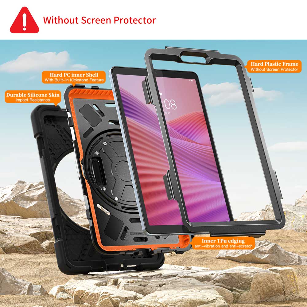 JLN-LN-K9 | Lenovo Tab K9 / Lenovo Tab One TB305 | Ultra 3 layers shockproof rugged case with hand strap & kick-stand - Image 8