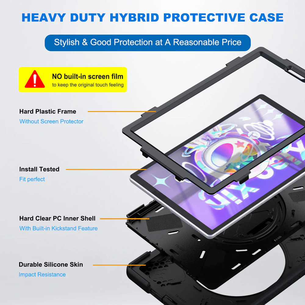 JLN-LN-M10P3 | Lenovo Tab M10 Plus ( Gen3 ) TB125 / TB128 | Ultra 3 layers shockproof rugged case with hand strap & kick-stand - Image 8