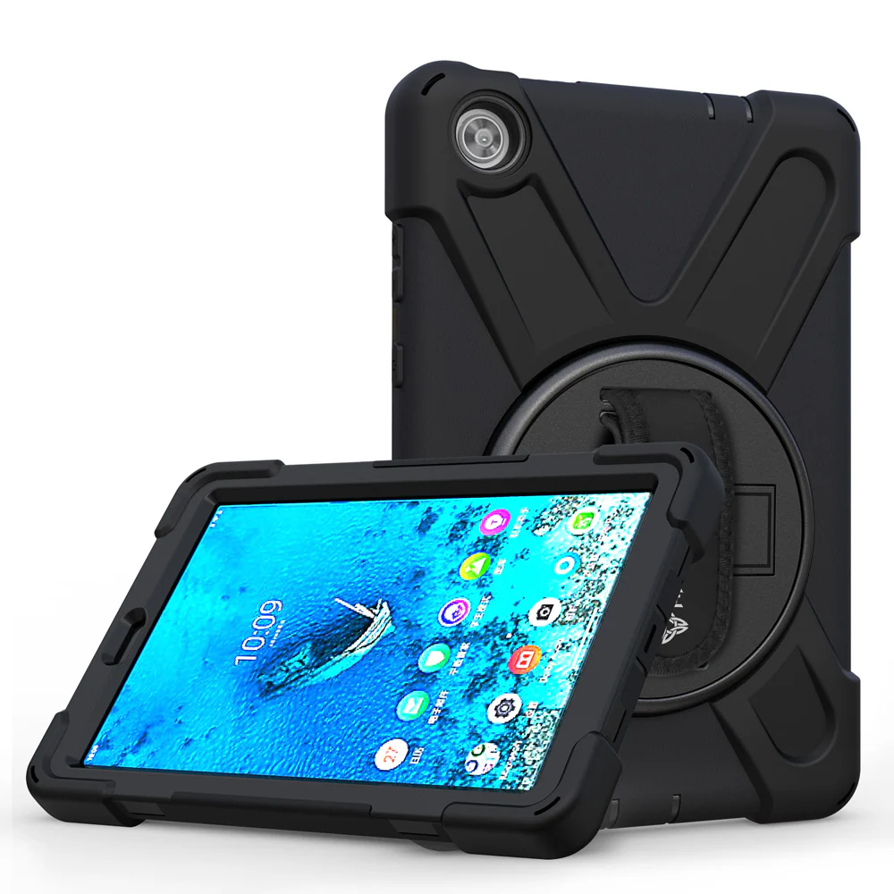 JLN-LN-M8HD | Lenovo Tab M8 (HD) TB-8505 | Ultra 3 layers shockproof rugged case with hand strap & kick-stand