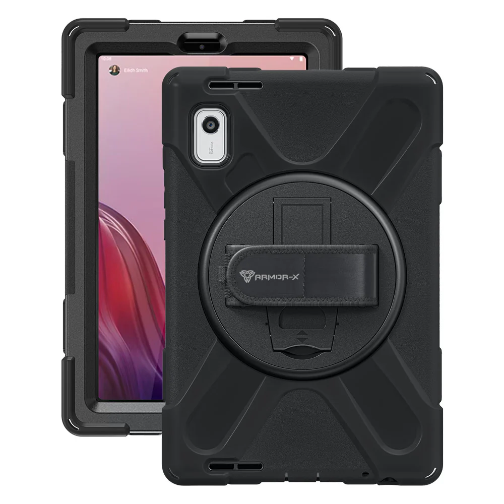 JLN-LN-M9 | Lenovo Tab M9 TB310 | Ultra 3 layers shockproof rugged case with hand strap & kick-stand