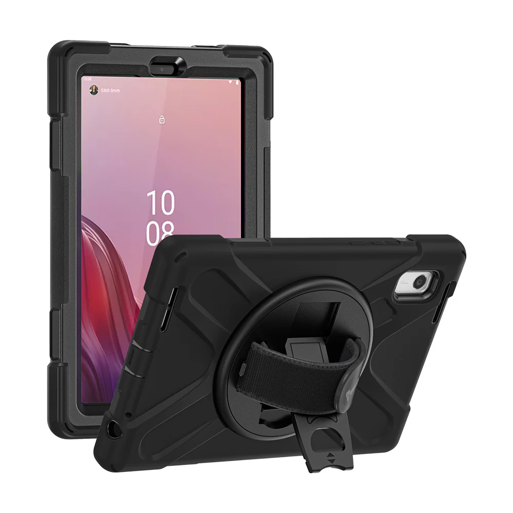 JLN-LN-M9 | Lenovo Tab M9 TB310 | Ultra 3 layers shockproof rugged case with hand strap & kick-stand - Image 9