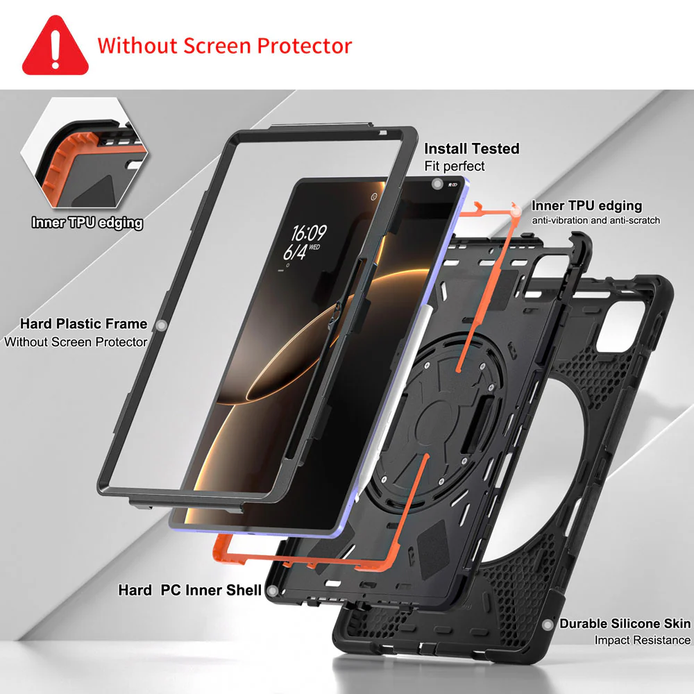 JLN-Mi-PAD7U | Xiaomi Pad 7 Ultra | Ultra 3 layers shockproof rugged case with hand strap and kick-stand - Image 8
