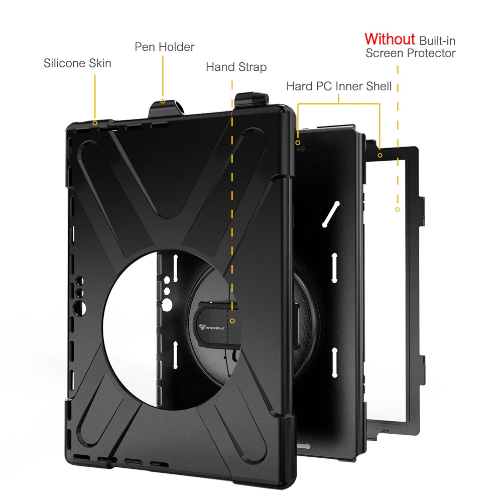 JLN-MS-SFPR*6 | Microsoft Surface Pro 6 | Ultra 3 layers shockproof rugged case with hand strap and kick-stand - Image 8