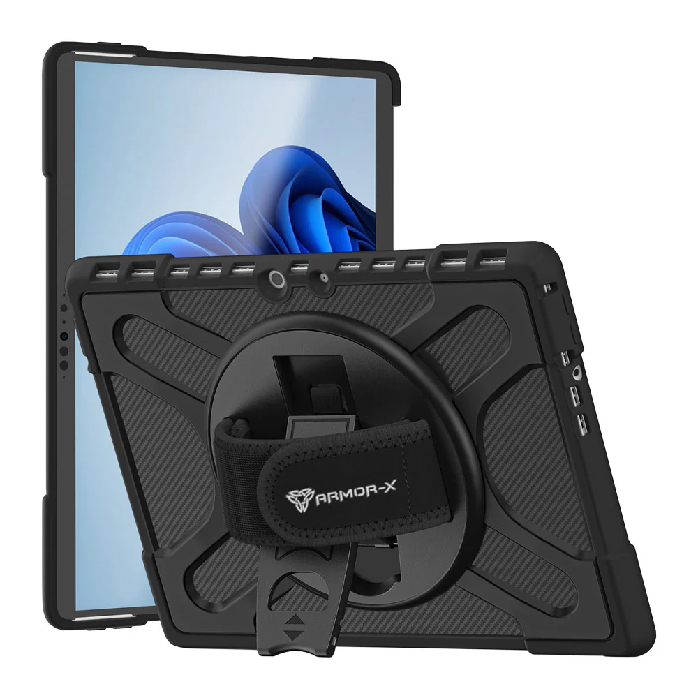 SLN-MS-SFPR8 | Microsoft Surface Pro 8 | Ultra 2 layers shockproof rugged case with hand strap and kick-stand Compatible with keyboard