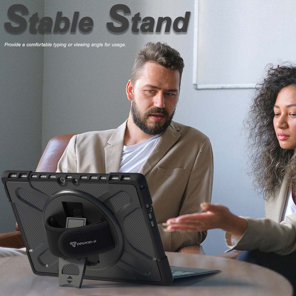 SLN-MS-SFPR8 | Microsoft Surface Pro 8 | Ultra 2 layers shockproof rugged case with hand strap and kick-stand Compatible with keyboard - Image 6