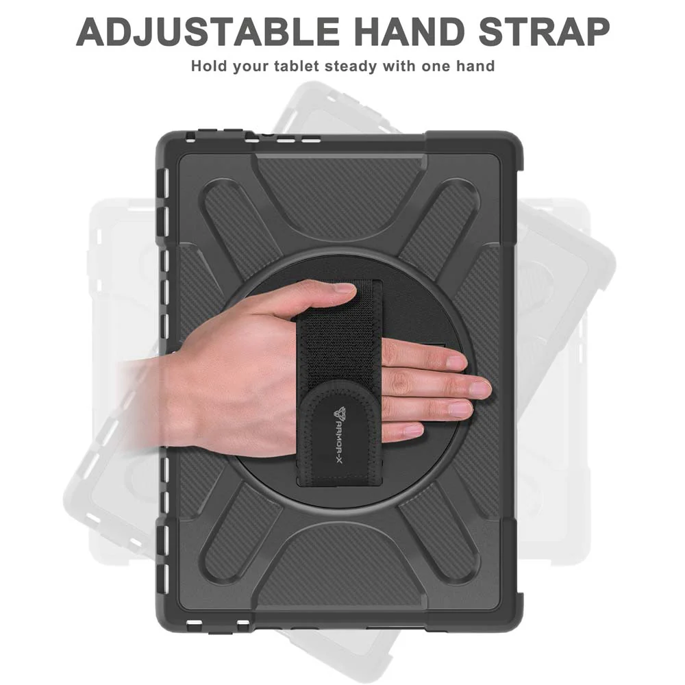 SLN-MS-SFPR8 | Microsoft Surface Pro 8 | Ultra 2 layers shockproof rugged case with hand strap and kick-stand Compatible with keyboard - Image 8