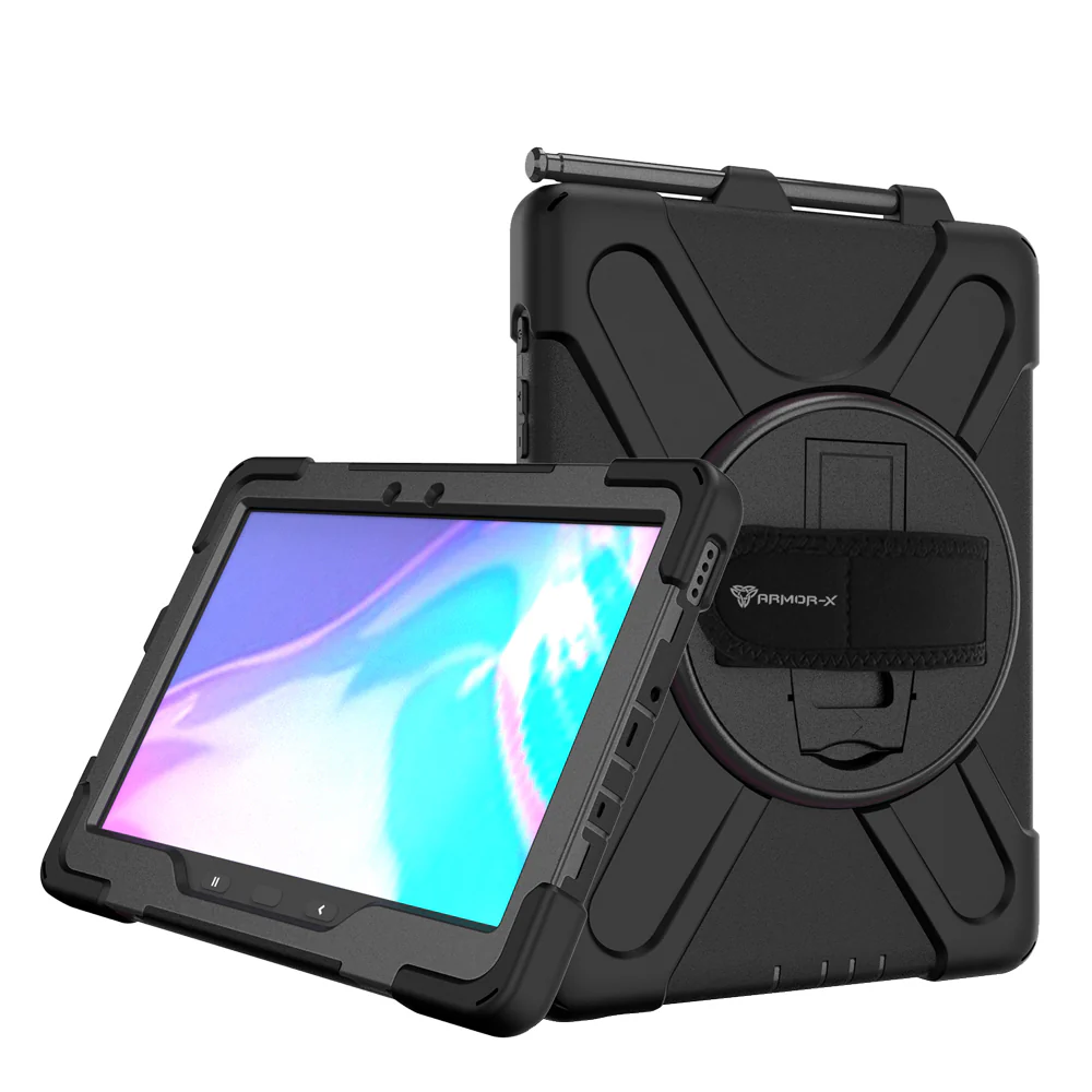 JLN-SS-ACTPR | Samsung Galaxy Tab Active Pro SM-T545 T547 / Active4 Pro SM-T630 T636 DM-638U | Ultra 3 layers shockproof rugged case with hand strap & kick-stand & pen holder