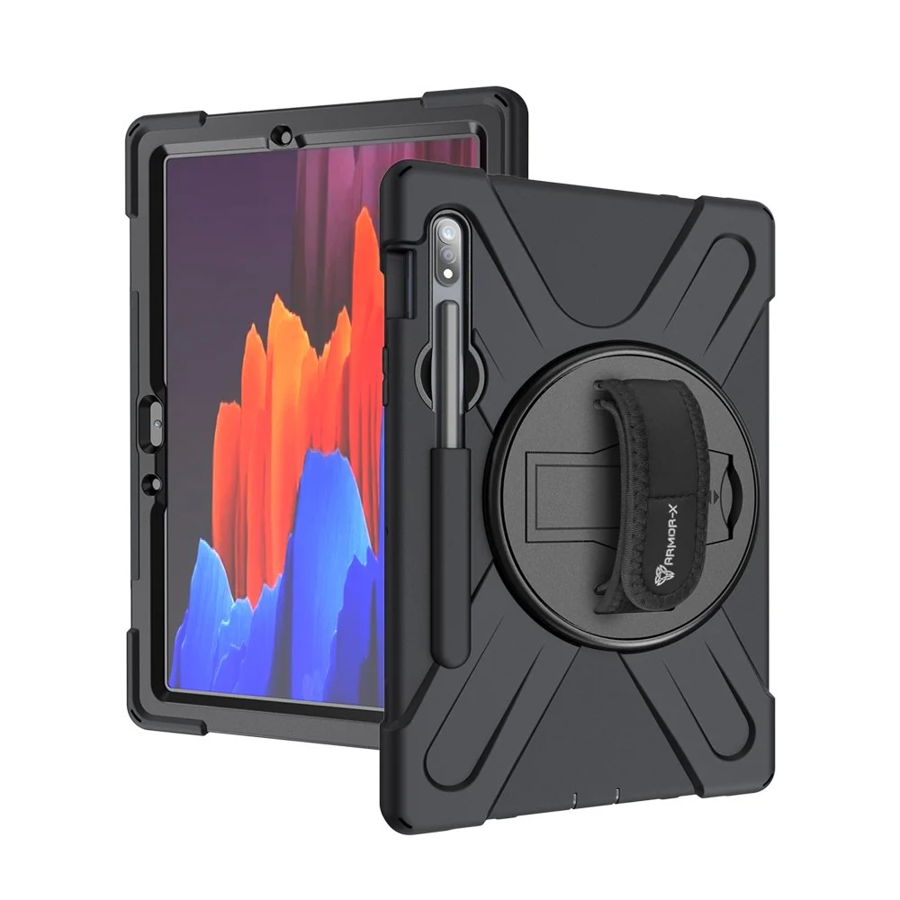 JLN-SS-S7 | Samsung Galaxy Tab S8 SM-X700 / SM-X706 | Ultra 3 layers shockproof rugged case with hand strap and kick-stand
