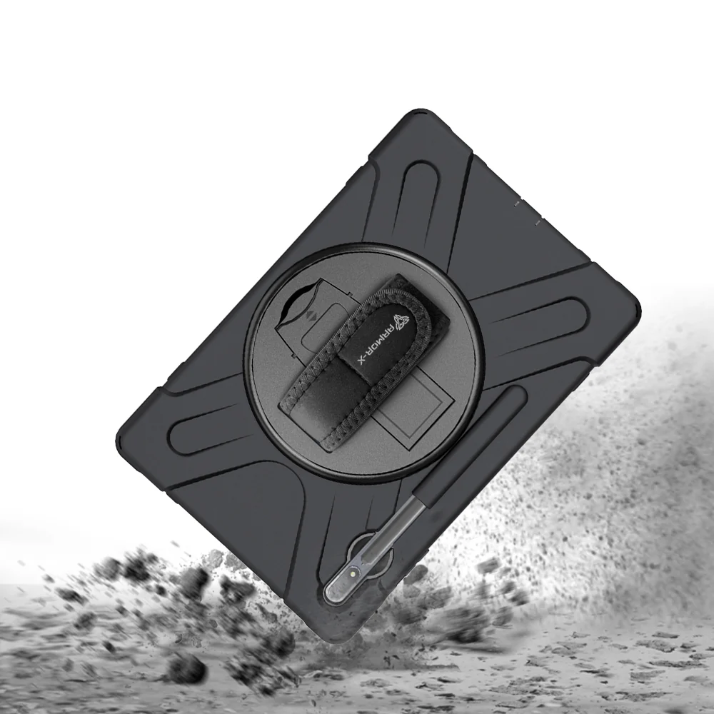 JLN-SS-S7P | Samsung Galaxy Tab S7 Plus S7+ SM-T970 / T975 / T976B | Ultra 3 layers shockproof rugged case with hand strap and kick-stand - Image 8