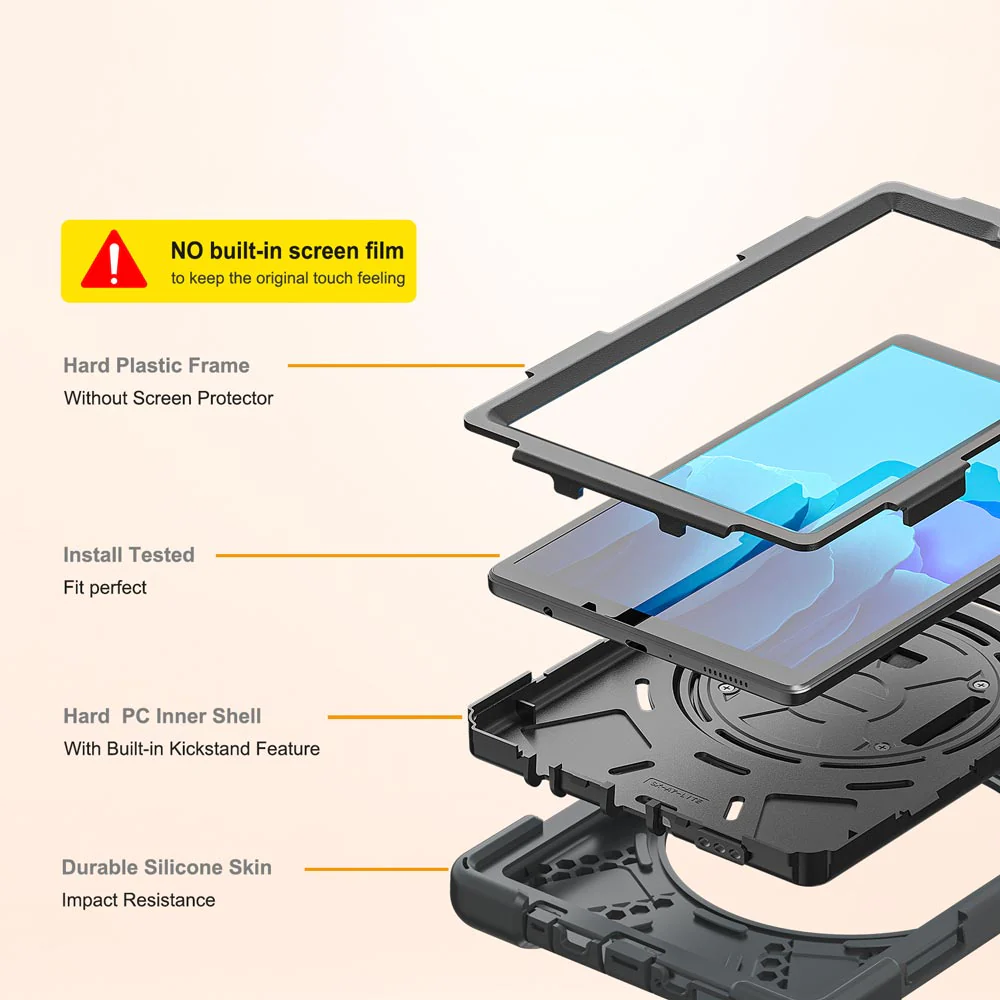 JLN-SS-T225 | Samsung Galaxy Tab A7 Lite SM-T220 / T225 | Ultra 3 layers shockproof rugged case with hand strap and kick-stand - Image 9