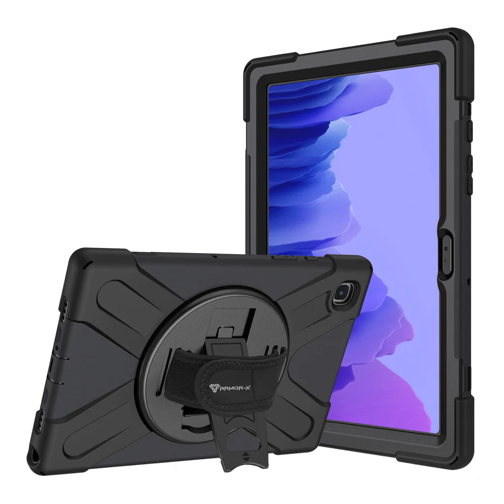 JLN-SS-T500 | Samsung Galaxy Tab A7 10.4 SM-T500 T505 T507 (2020) / A7 10.4 SM-T509 (2022) | Ultra 3 layers shockproof rugged case with hand strap and kick-stand