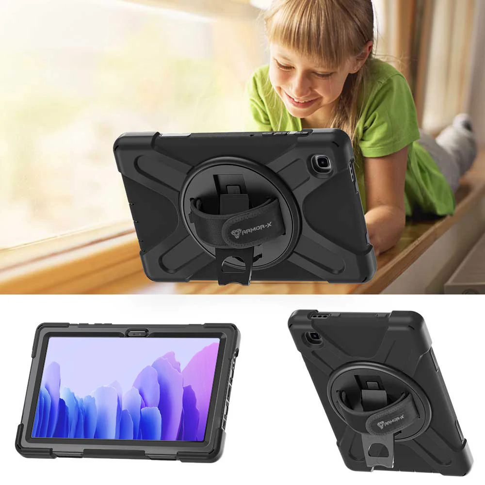 JLN-SS-T500 | Samsung Galaxy Tab A7 10.4 SM-T500 T505 T507 (2020) / A7 10.4 SM-T509 (2022) | Ultra 3 layers shockproof rugged case with hand strap and kick-stand - Image 8