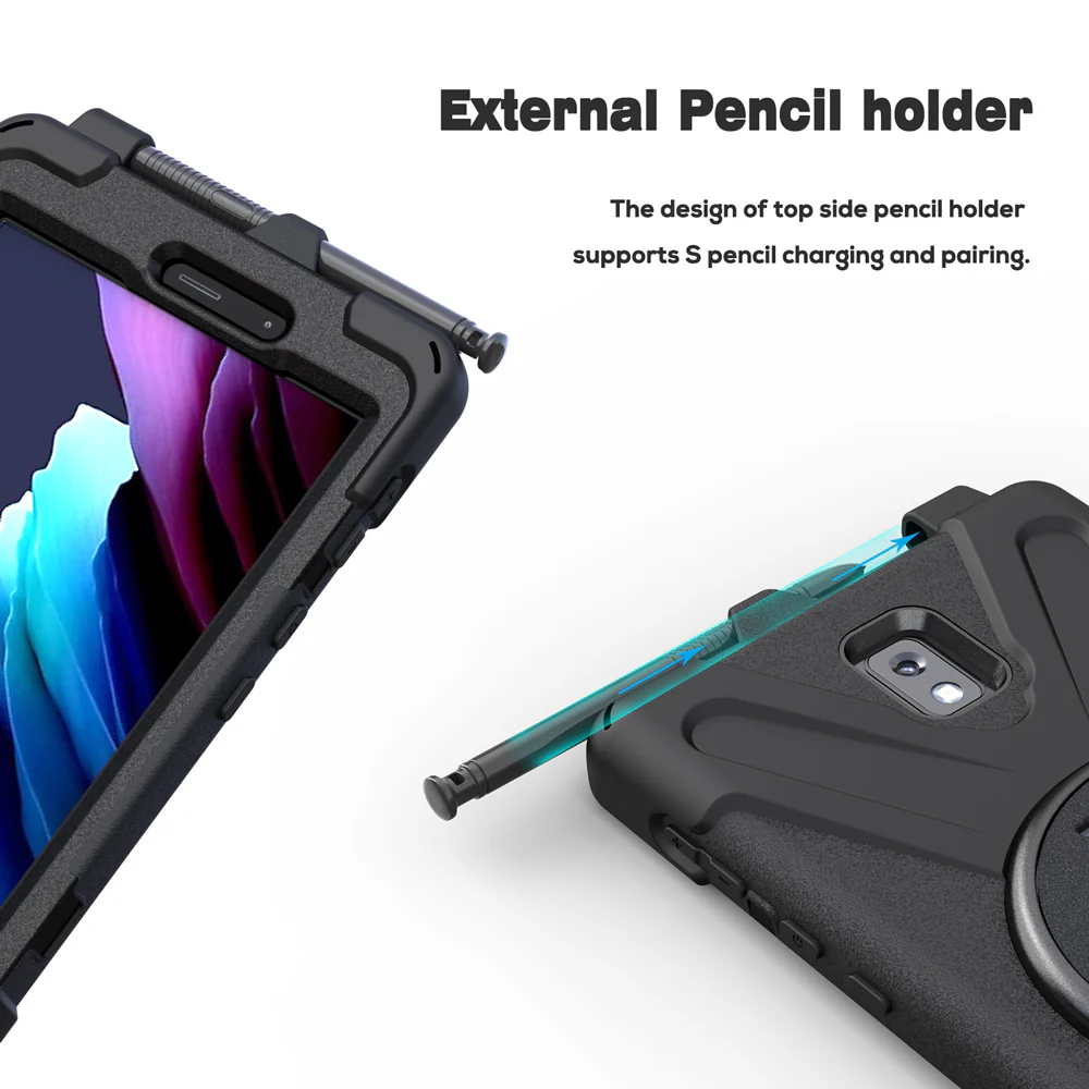 JLN-SS-T570 | Samsung Galaxy Tab Active 3 T570 T575 T577 | Ultra 3 layers shockproof rugged case with hand strap & kick-stand & pen holder - Image 7