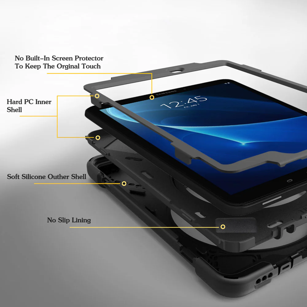 JLN-SS-T580 | Samsung Galaxy Tab A 10.1 (2016) T580 T585 | Ultra 3 layers shockproof rugged case with hand strap and kick-stand - Image 7