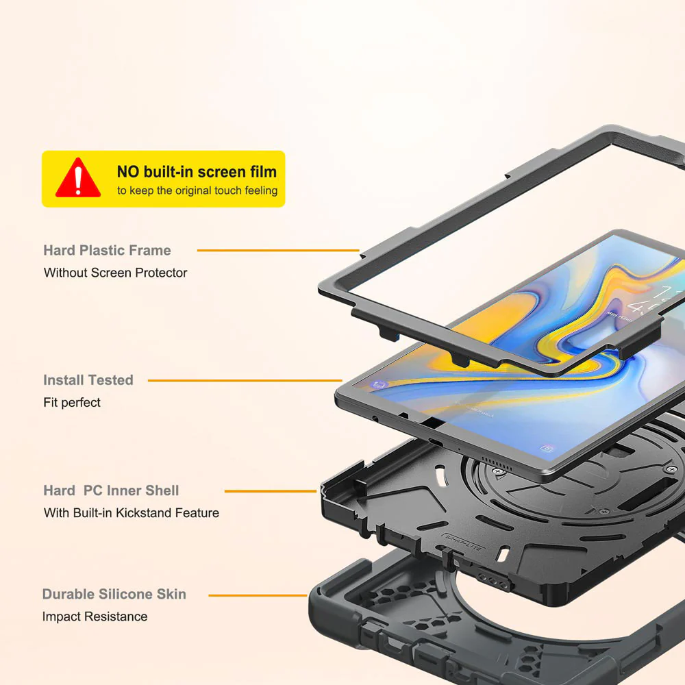 JLN-SS-T590 | Samsung Galaxy Tab A 10.5 2018 T590 T595 | Ultra 3 layers shockproof rugged case with hand strap and kick-stand - Image 8