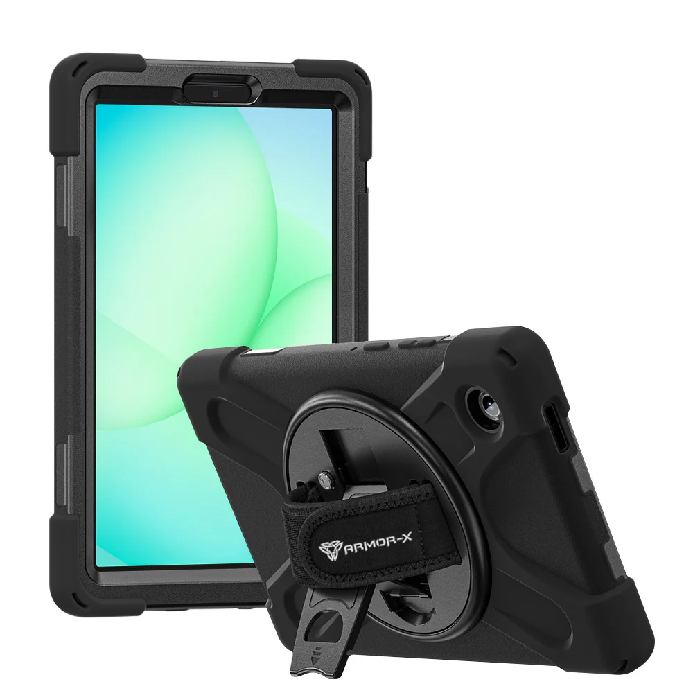 JLN-SS-X135 | Samsung Galaxy Tab A11 ( 8.7" ) SM-X133 / SM-X135 | Ultra 3 layers shockproof rugged case with hand strap and kick-stand