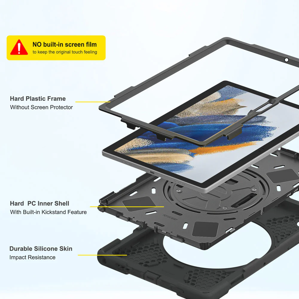JLN-SS-X205 | Samsung Galaxy Tab A8 SM-X200 / X205 | Ultra 3 layers shockproof rugged case with hand strap and kick-stand - Image 10