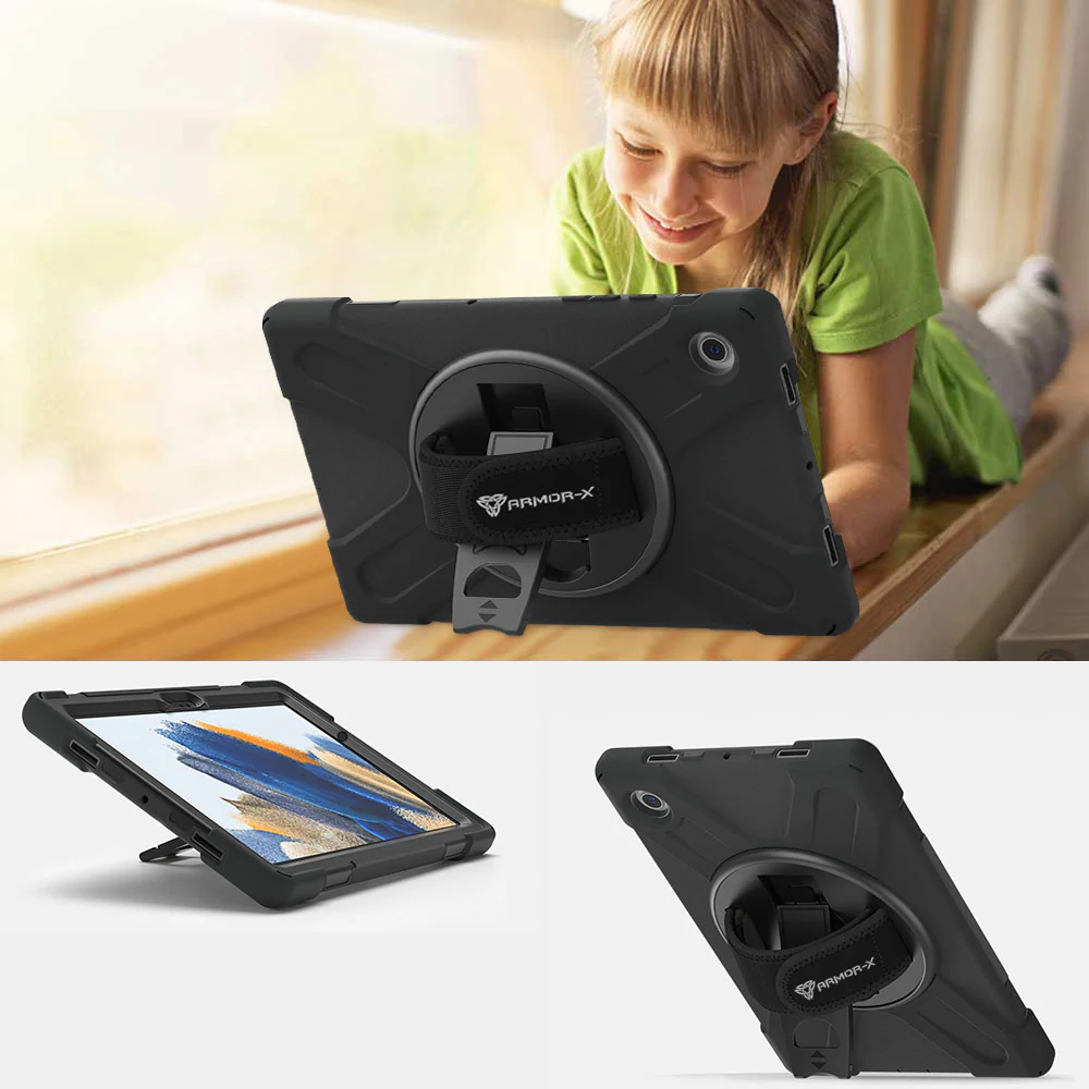 JLN-SS-X205 | Samsung Galaxy Tab A8 SM-X200 / X205 | Ultra 3 layers shockproof rugged case with hand strap and kick-stand - Image 9