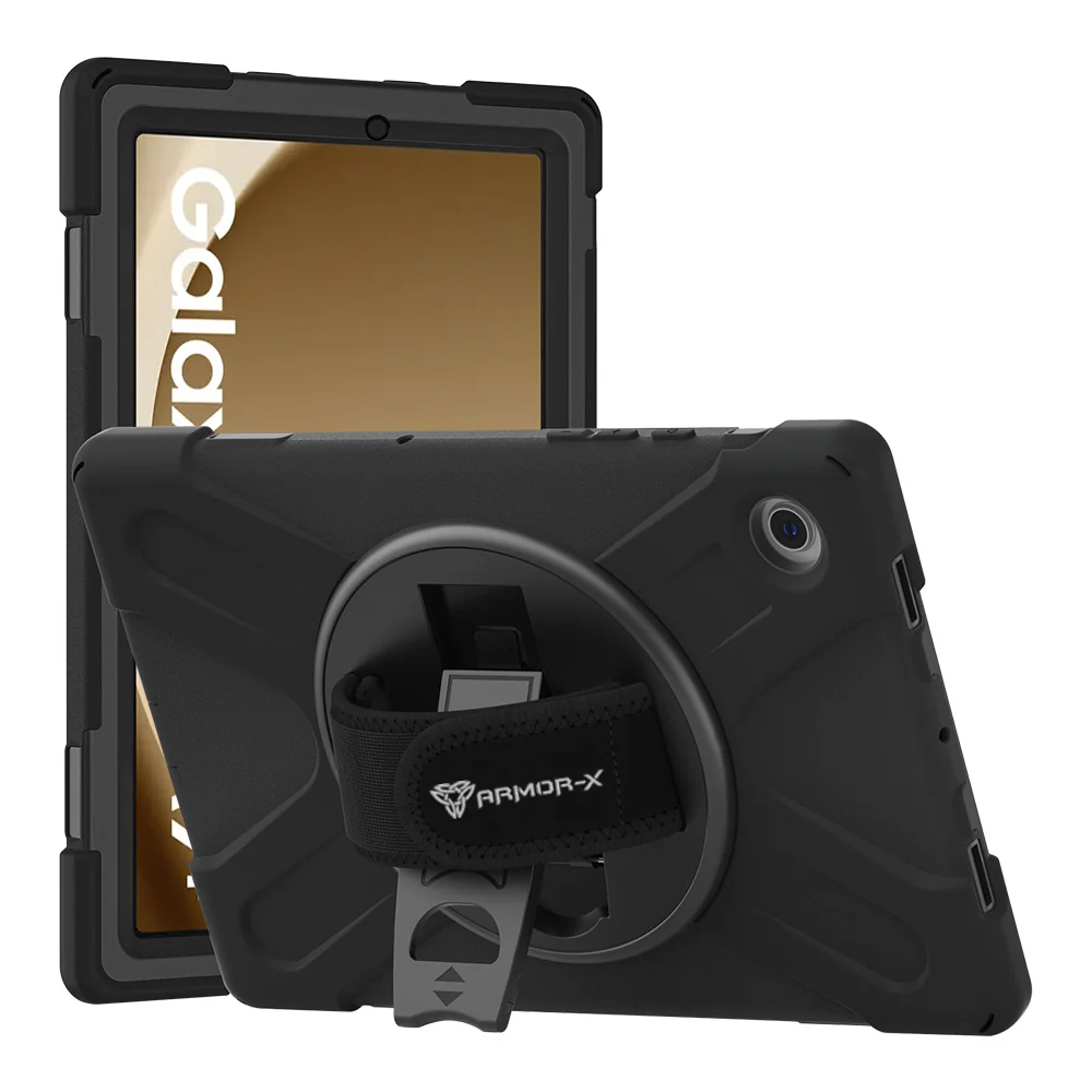 JLN-SS-X210 | Samsung Galaxy Tab A9+ A9 Plus ( 11" ) SM-X210 / SM-X215 / SM-X216 | Ultra 3 layers shockproof rugged case with hand strap and kick-stand