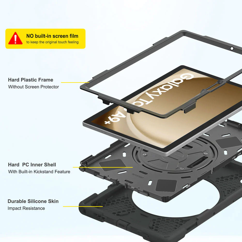 JLN-SS-X210 | Samsung Galaxy Tab A9+ A9 Plus ( 11" ) SM-X210 / SM-X215 / SM-X216 | Ultra 3 layers shockproof rugged case with hand strap and kick-stand - Image 9