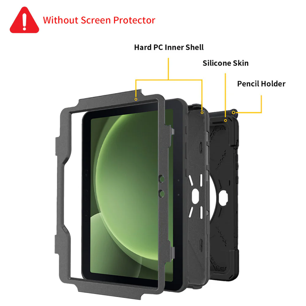 JLN-SS-X350 | Samsung Galaxy Tab Active5 Pro (10.1-inch) SM-X350 SM-X356 SM-X358 / Active4 Pro / Active Pro | Ultra 3 layers shockproof rugged case with hand strap & kick-stand & pen holder - Image 7