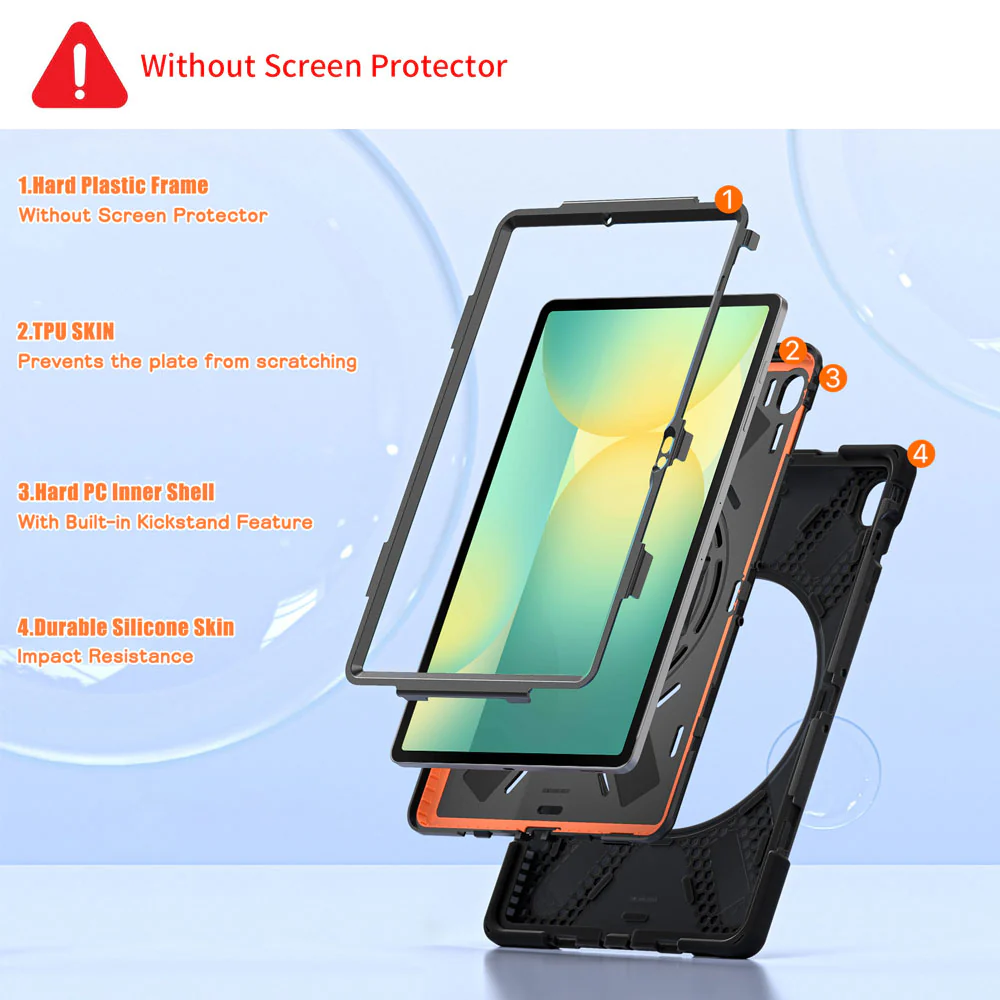 JLN-SS-X620 | Samsung Galaxy Tab S10 FE+ S10 FE Plus SM-X620 X626 X628 | Ultra 3 layers shockproof rugged case with hand strap and kick-stand - Image 8