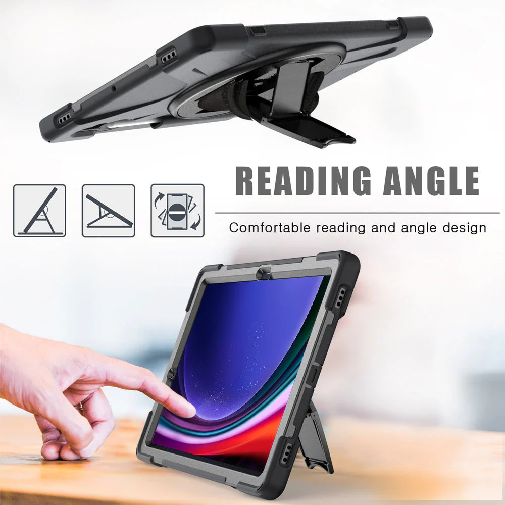 JLN-SS-X810 | Samsung Galaxy Tab S10+ S10 Plus SM-X820 / X826B | Ultra 3 layers shockproof rugged case with hand strap and kick-stand - Image 10