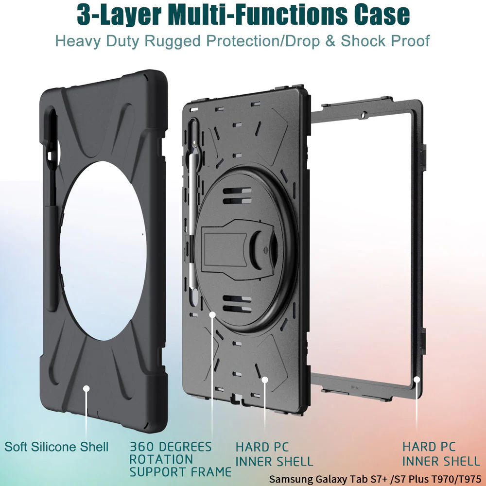 JLN-SS-X900 | Samsung Galaxy Tab S8 Ultra SM-X900 / X906 | Ultra 3 layers shockproof rugged case with hand strap and kick-stand - Image 10