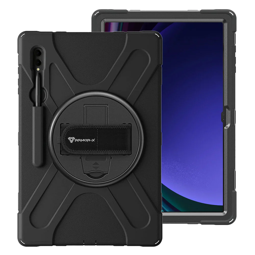 JLN-SS-X910 | Samsung Galaxy Tab S10 Ultra SM-X920 / X926B | Ultra 3 layers shockproof rugged case with hand strap and kick-stand - Image 8