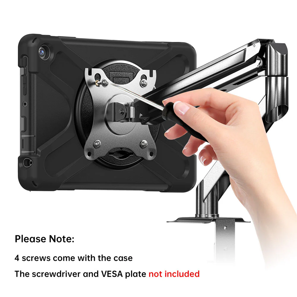 JVN-AZ-FRHD10 | Amazon Fire HD 10 2017 / 2018 / 2019 | Ultra 3 Layers Shockproof Rugged Case With VESA 75x75mm Mounting Holes & Kick-stand - Image 2