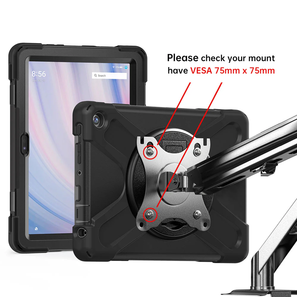 JVN-AZ-FRHD10 | Amazon Fire HD 10 2017 / 2018 / 2019 | Ultra 3 Layers Shockproof Rugged Case With VESA 75x75mm Mounting Holes & Kick-stand - Image 3