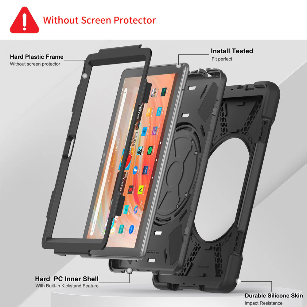 JVN-AZ-HD10G13 | Amazon Fire HD 10 2023 | Ultra 3 Layers Shockproof Rugged Case With VESA 75x75mm Mounting Holes & Kick-stand - Image 6