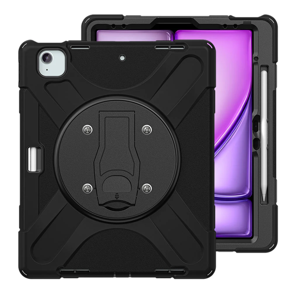 JVN-iPad-A6 | iPad Air 13 (M2) / (M3) / (M4) | Ultra 3 Layers Shockproof Rugged Case With VESA 75x75mm Mounting Holes & Kick-stand