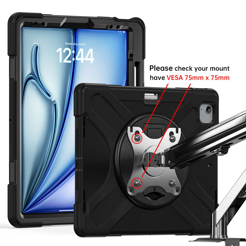 JVN-iPad-A6 | iPad Air 13 (M2) / (M3) / (M4) | Ultra 3 Layers Shockproof Rugged Case With VESA 75x75mm Mounting Holes & Kick-stand - Image 3