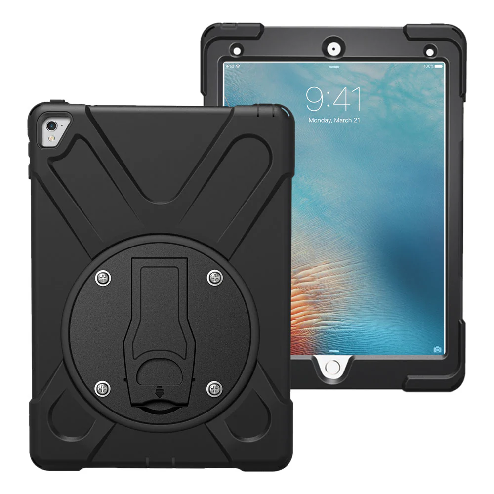 JVN-iPad-PR1 | iPad Pro 9.7 2016 | Ultra 3 Layers Shockproof Rugged Case With VESA 75x75mm Mounting Holes & Kick-stand
