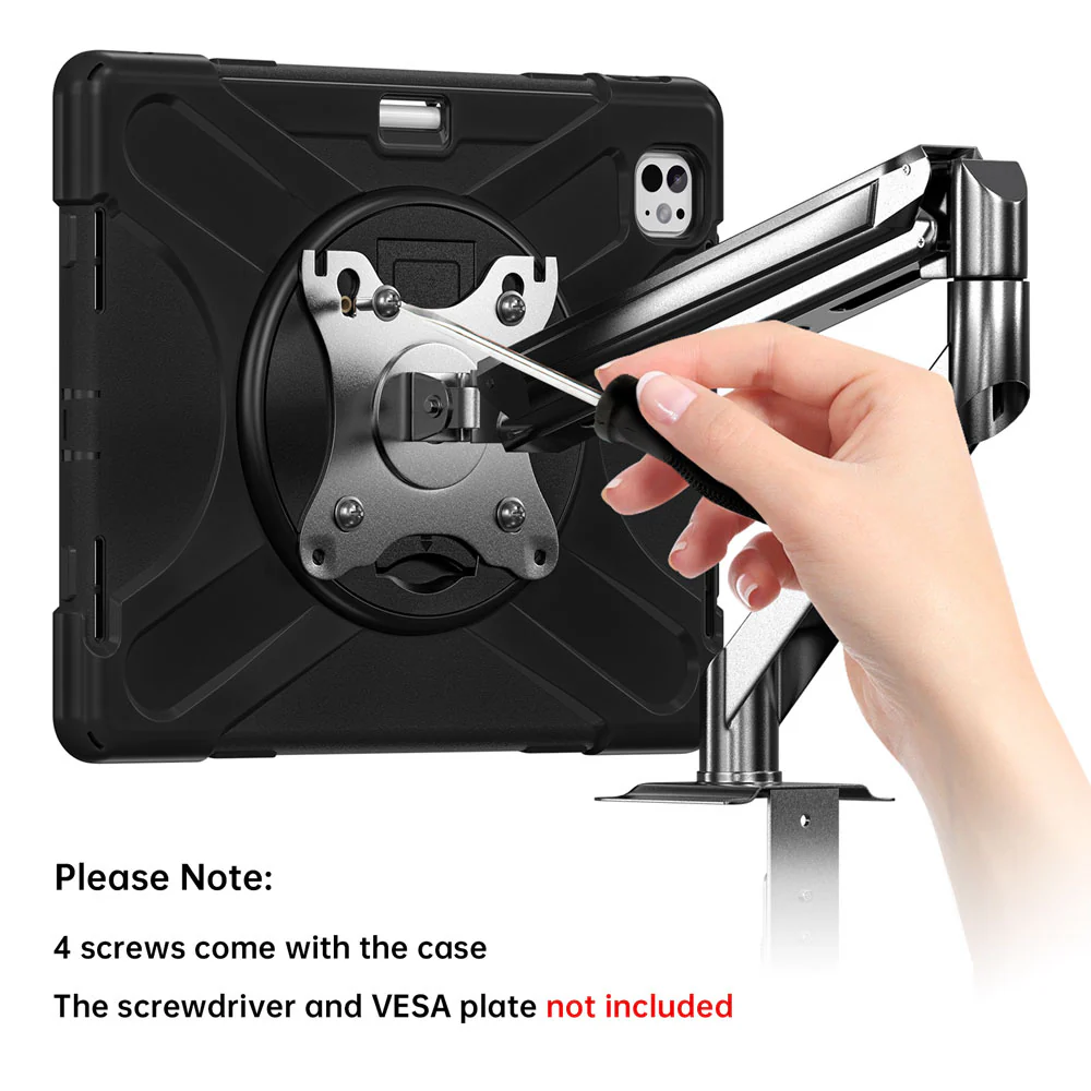 JVN-iPad-PR10 | iPad Pro 13 (M4) / (M5) | Ultra 3 Layers Shockproof Rugged Case With VESA 75x75mm Mounting Holes & Kick-stand - Image 2