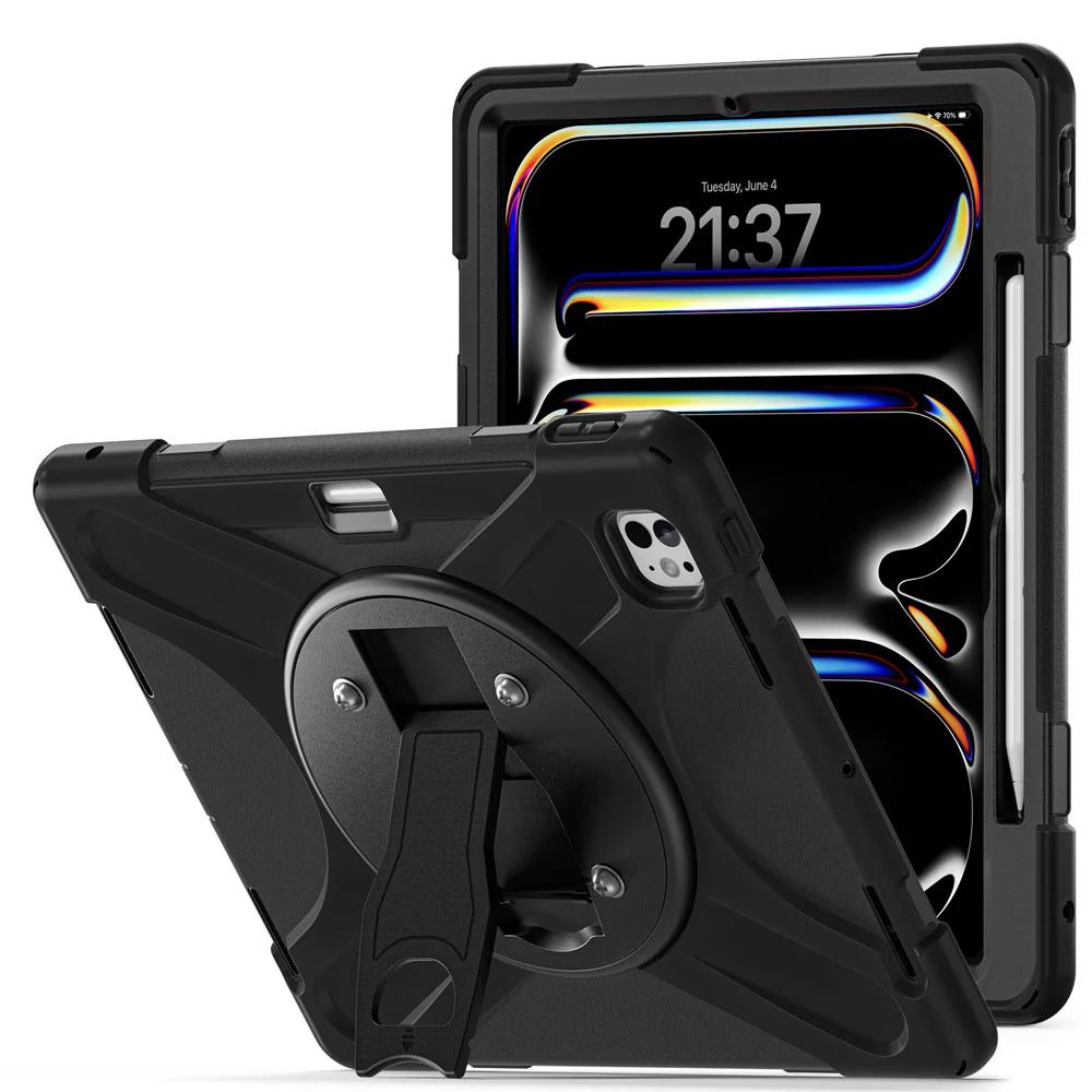 JVN-iPad-PR10 | iPad Pro 13 (M4) / (M5) | Ultra 3 Layers Shockproof Rugged Case With VESA 75x75mm Mounting Holes & Kick-stand - Image 7