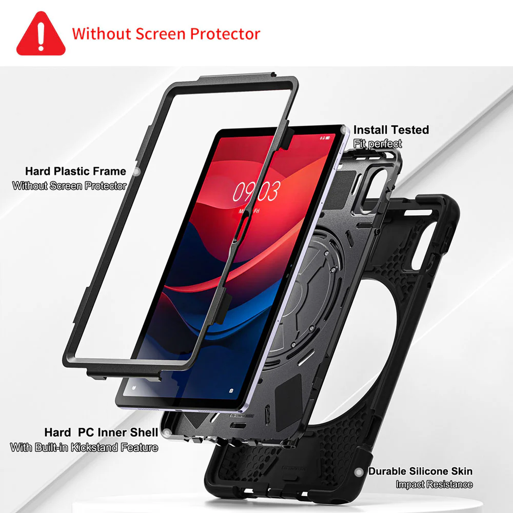JVN-LN-M11 | Lenovo Tab M11 / K11 TB330 | Ultra 3 Layers Shockproof Rugged Case With VESA 75x75mm Mounting Holes & Kick-stand - Image 6