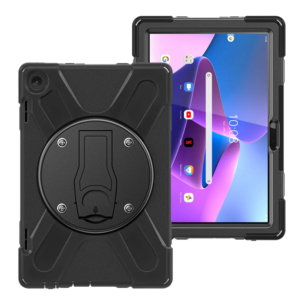JVN-LN-M10-V3 | Lenovo Tab M10 ( Gen3 ) TB328 | Ultra 3 Layers Shockproof Rugged Case With VESA 75x75mm Mounting Holes & Kick-stand
