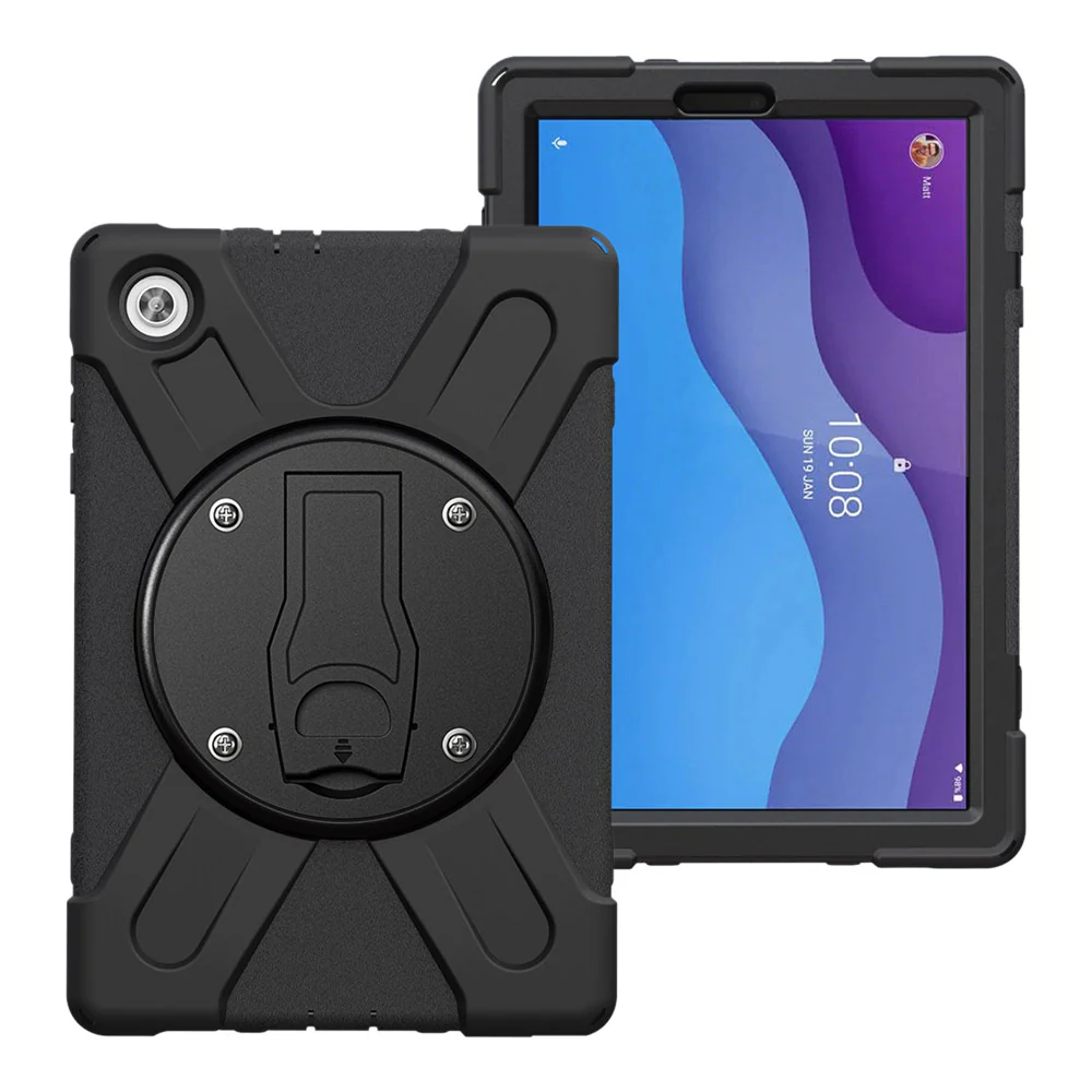 JVN-LN-M10HD2 | Lenovo Tab M10 HD (2nd Gen) TB-X306F | Ultra 3 Layers Shockproof Rugged Case With VESA 75x75mm Mounting Holes & Kick-stand