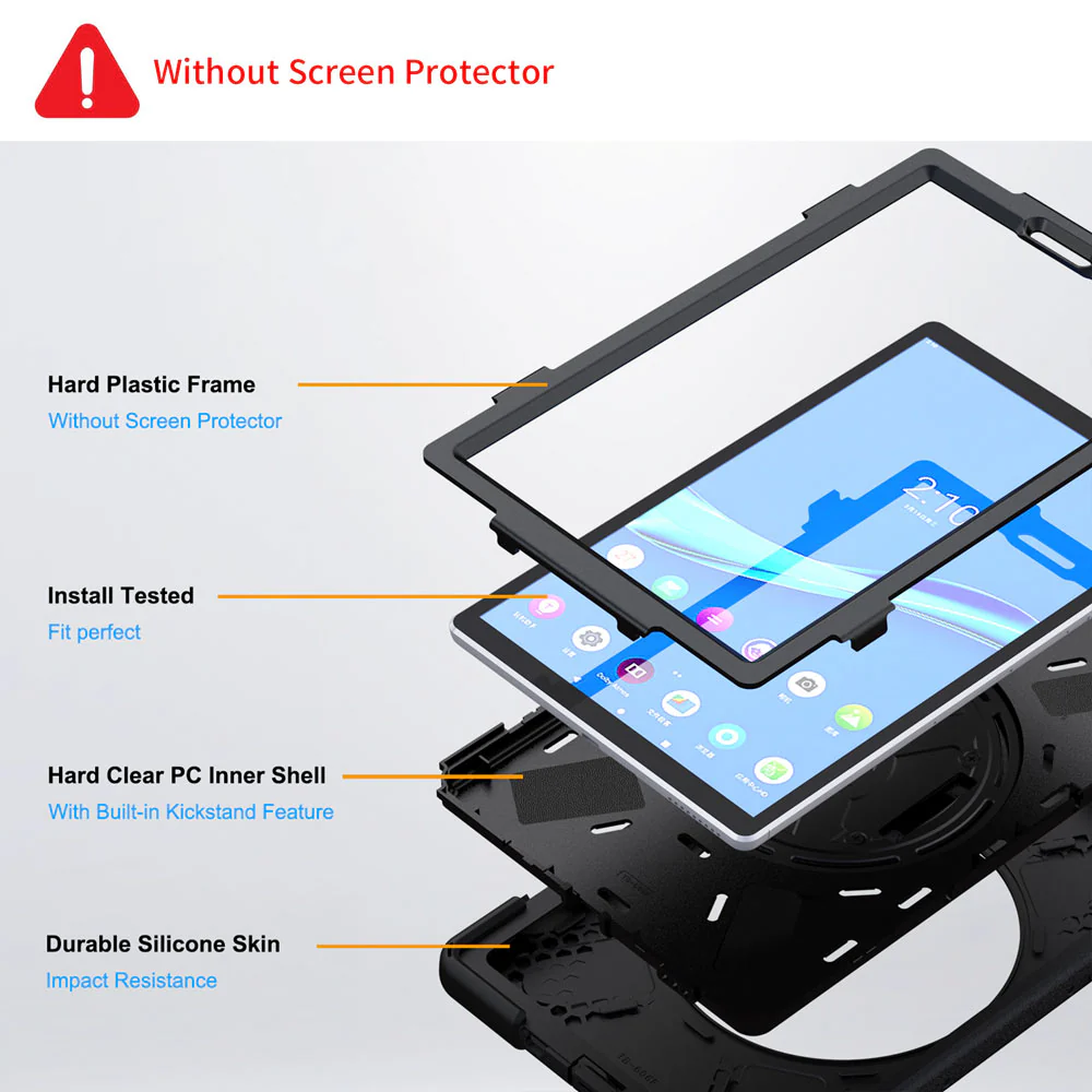 JVN-LN-M10PL | Lenovo Tab M10 Plus TB-X606 | Ultra 3 Layers Shockproof Rugged Case With VESA 75x75mm Mounting Holes & Kick-stand - Image 7