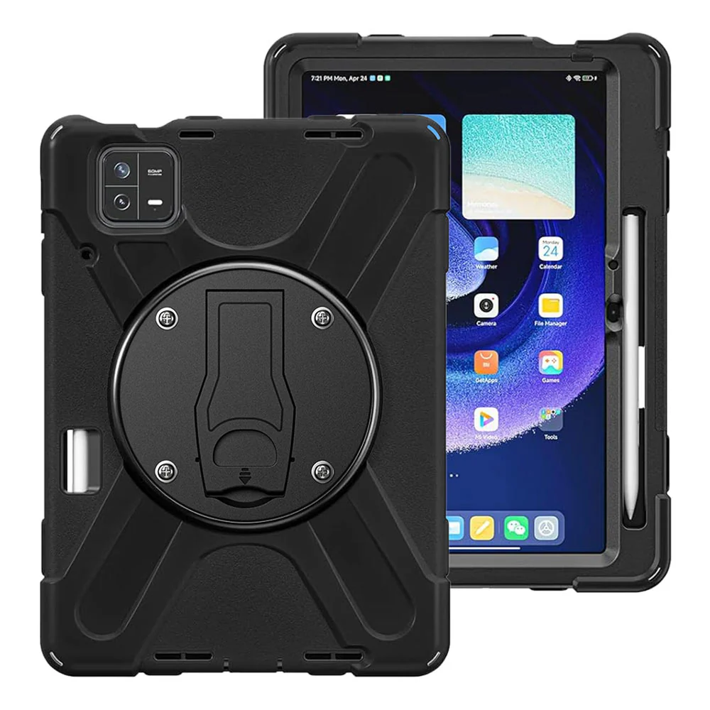 JVN-Mi-PAD6 | Xiaomi Pad 6 / 6 Pro | Ultra 3 Layers Shockproof Rugged Case With VESA 75x75mm Mounting Holes & Kick-stand