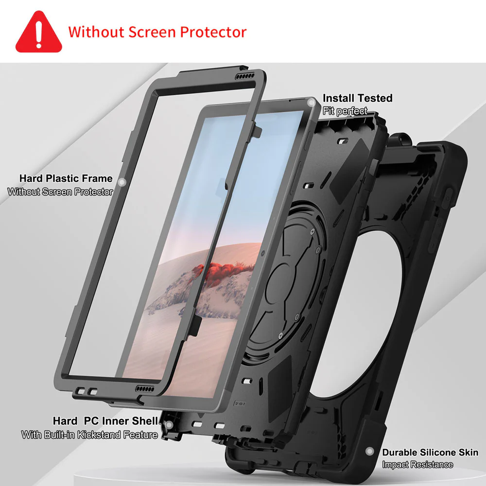 JVN-MS-SFGO | Microsoft Surface Go 4 / Go 3 / Go 2 / Go | Ultra 3 Layers Shockproof Rugged Case With VESA 75x75mm Mounting Holes & Kick-stand - Image 7