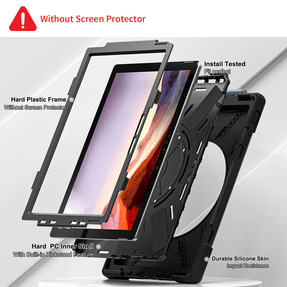 JVN-MS-SFPR7 | Microsoft Surface Pro 7 / 7 Plus / 6 / 5 / 4 | Ultra 3 Layers Shockproof Rugged Case With VESA 75x75mm Mounting Holes & Kick-stand - Image 7