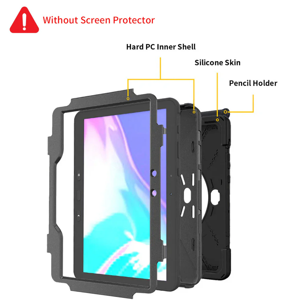 JVN-SS-ACTPR | Samsung Galaxy Tab Active Pro SM-T545 T547 / Active4 Pro SM-T630 T636 DM-638U | Ultra 3 Layers Shockproof Rugged Case With VESA 75x75mm Mounting Holes & Kick-stand - Image 6