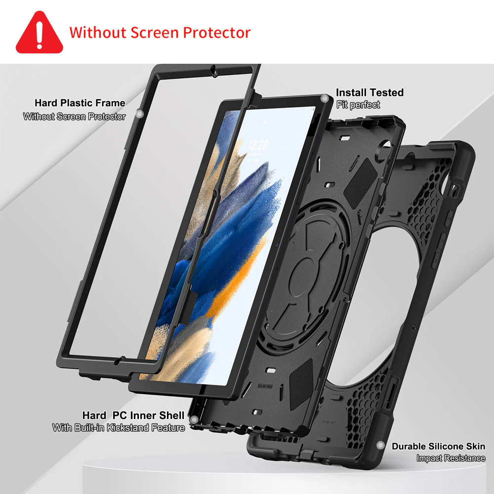 JVN-SS-X205 | Samsung Galaxy Tab A8 SM-X200 / X205 | Ultra 3 Layers Shockproof Rugged Case With VESA 75x75mm Mounting Holes & Kick-stand - Image 6