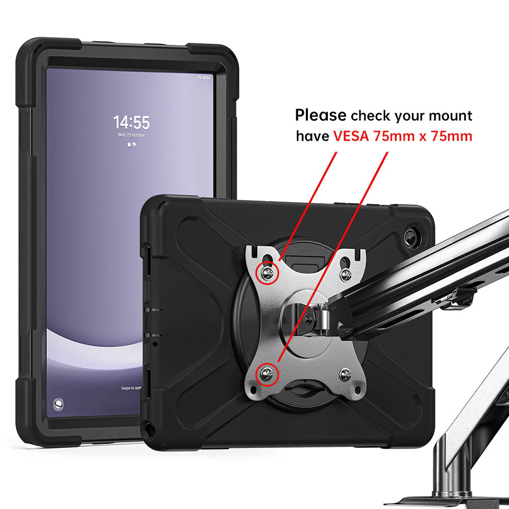 JVN-SS-X210 | Samsung Galaxy Tab A9+ A9 Plus ( 11" ) SM-X210 / SM-X215 / SM-X216 | Ultra 3 Layers Shockproof Rugged Case With VESA 75x75mm Mounting Holes & Kick-stand - Image 3